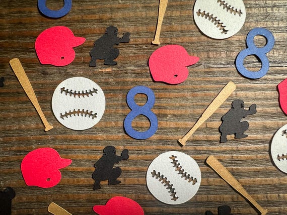 Baseball Catcher Birthday Party Confetti with Personalized Age