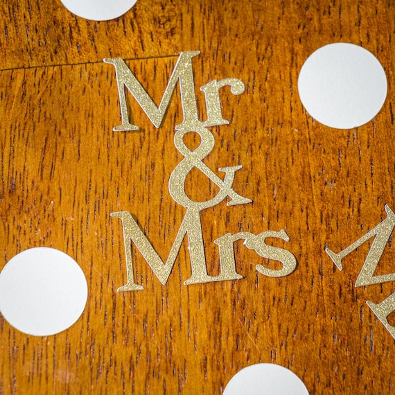 Glitter Gold and Cream Mr and Mrs Wedding Confetti