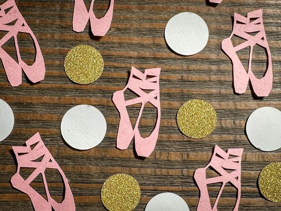 Ballet Slipper Confetti – Pink, White & Gold Glitter Party Table Decor