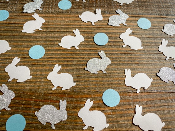 White, Silver, and Blue Bunny Party Easter Confetti