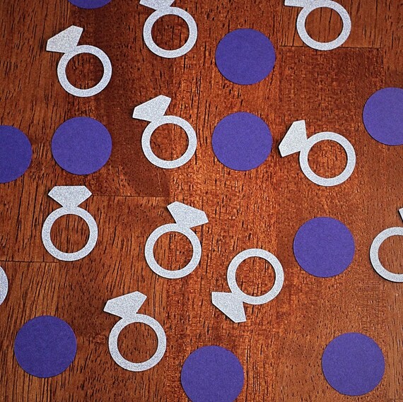 Engagement Ring Confetti Navy Blue and Silver