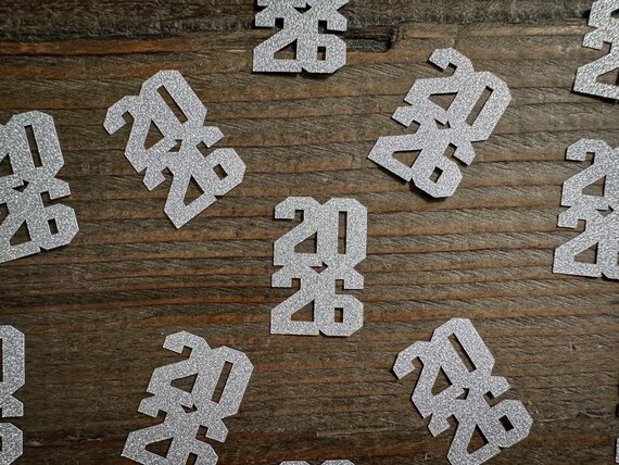 Silver 2026 Graduation Party Confetti with Diplomas