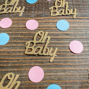 Confeti para baby shower con revelación de género Oh Baby
