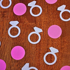 Pink and Silver Glitter Engagement Ring Confetti