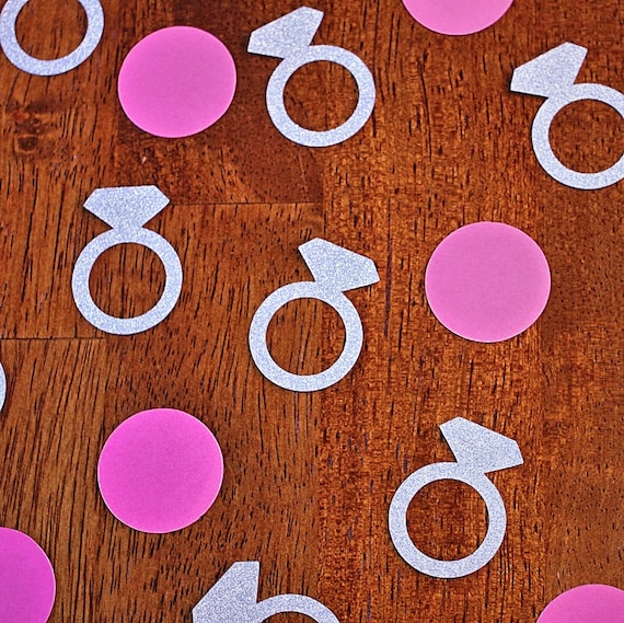Pink and Silver Glitter Engagement Ring Confetti