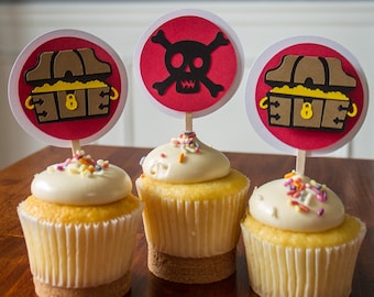 48 Pezzi Cupcake Topper Pirati – Decorazione Per Torta, Stuzzicadenti Con Cappello E Bandiera, Per Festa A Tema Pirata