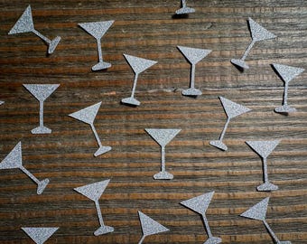 Martini Glass Confetti Silver Glitter