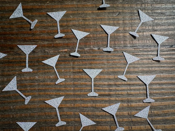 Martini Glass Confetti Silver Glitter
