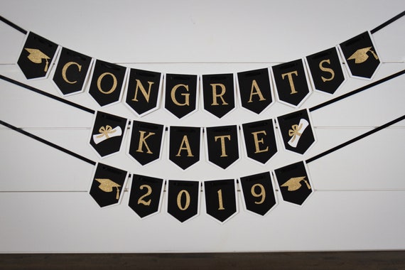 Black and Gold Personalized 2026 Graduation Banner