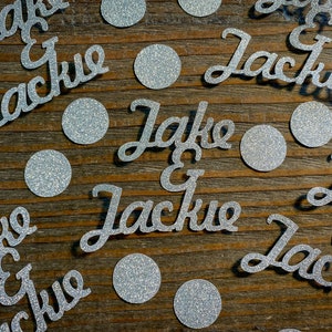 Silver Personalized Couple Name Confetti with Circles