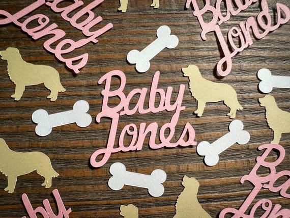 Personalized Dog Baby Shower Confetti – Custom Name Table Decor