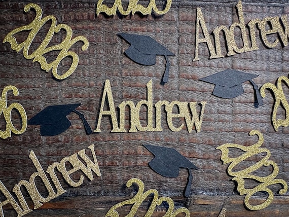 Black and Gold Personalized 2026 Graduation Confetti