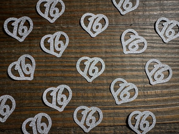 Silver Heart Sweet 16 Party Confetti