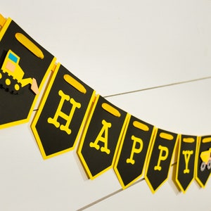 Yellow and Black Construction Birthday Banner