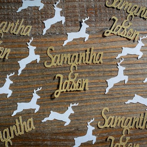 Personalized Name and Reindeer Wedding Confetti