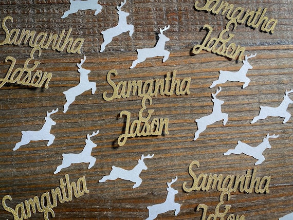 Personalized Name and Reindeer Wedding Confetti