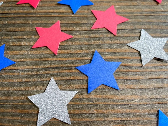 Red, Blue and Silver Star Confetti