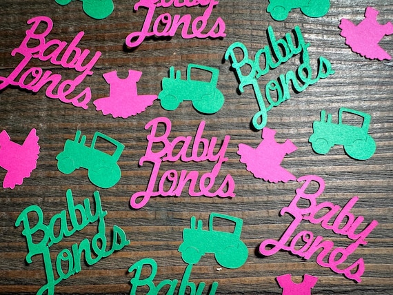 Personalized Tractors or Tutus Gender Reveal Party Confetti