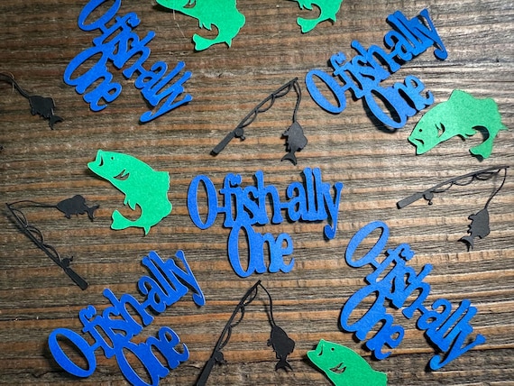 O‑fish‑ally One First Birthday Fishing Confetti – Custom Fish & Text Colors, 100 Pieces