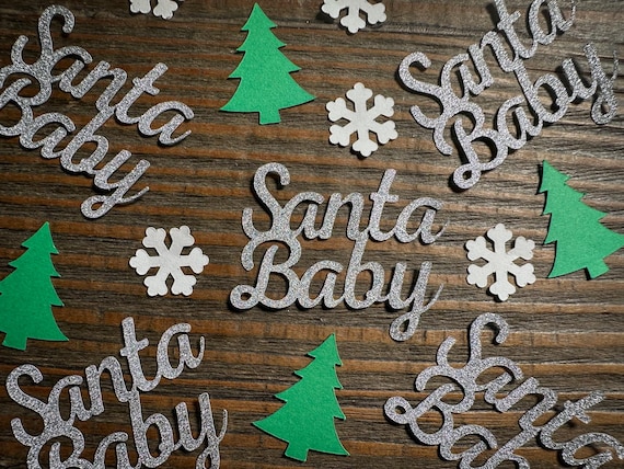 Santa Baby Confetti – 100-Piece Party Mix | Baby Shower, Gender Reveal, Pregnancy Announcement
