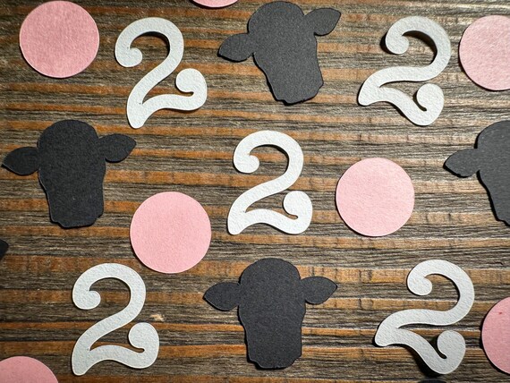 Personalized Age Cow Confetti – Custom Farm Theme Table Scatter for Birthdays & Parties