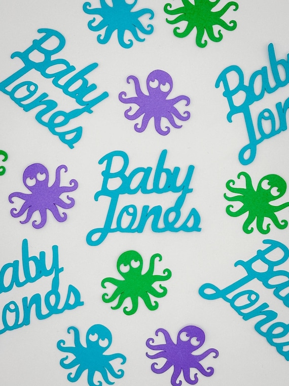 Personalized Octopus Baby Shower Confetti – Ocean-Themed Table Decorations