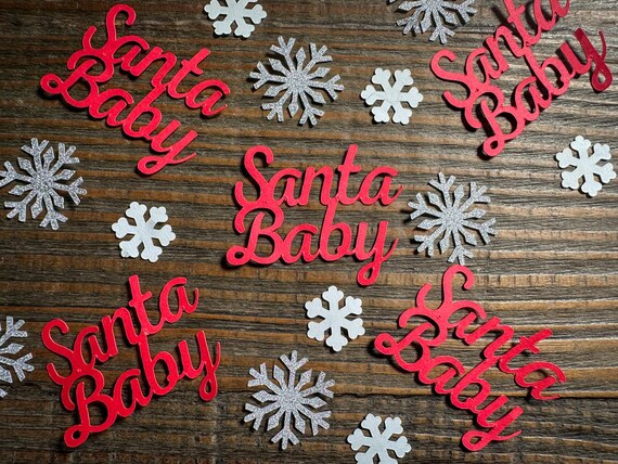 Santa Baby Confetti | 100 Pc Holiday Mix | Snowflake Table Scatter