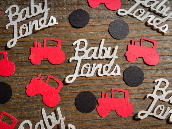 Personalized Red Tractor Baby Shower Farm Confetti