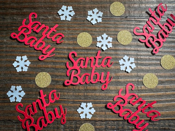 Santa Baby Confetti – 100-Piece Glitter Mix | Baby Shower, Gender Reveal, Pregnancy Announcement