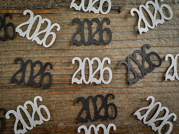 Silver and Black 2026 Graduation Party Confetti