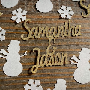 Personalisierte Winter Hochzeit Verlobung Paar Namen Konfetti