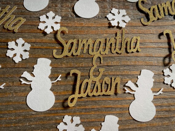 Personalized Winter Wedding Engagement Couple Name Confetti