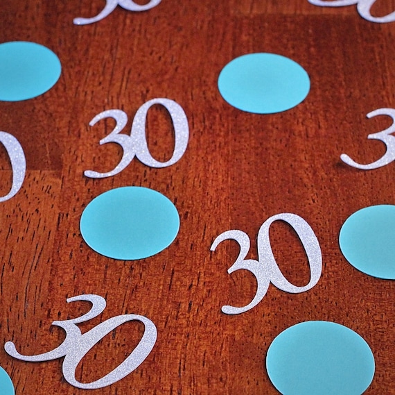 Light Blue and Silver 30th Birthday Confetti