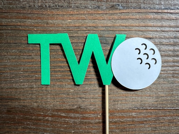 Green Golf Second Birthday Cake Topper