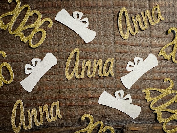Personalized 2026 Graduation Party Confetti with Diplomas Script Font