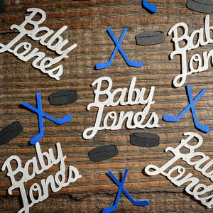 Confetes personalizados para chá de bebê de hóquei