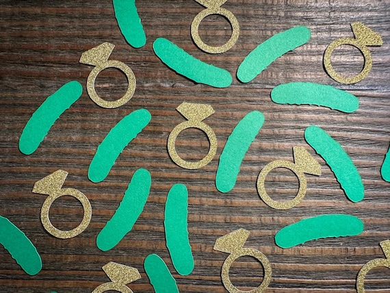 Pickle & Engagement Ring Confetti – 100 Pieces | Bachelorette Party Table Decor