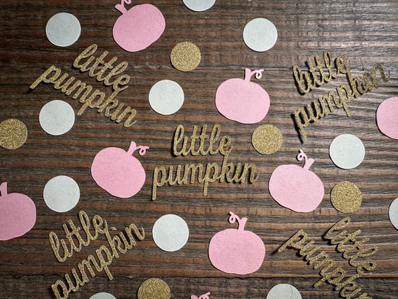 Little Pumpkin Baby Shower Birthday Party Confetti - Pink and Gold, 100 Pieces