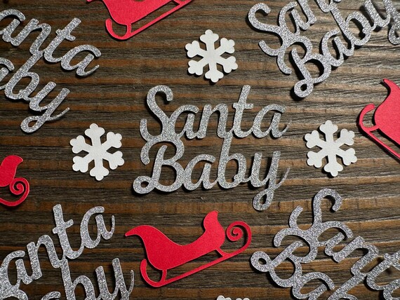 Santa Baby Confetti – 100-Piece Glitter Mix | Baby Shower, Gender Reveal, Pregnancy Announcement