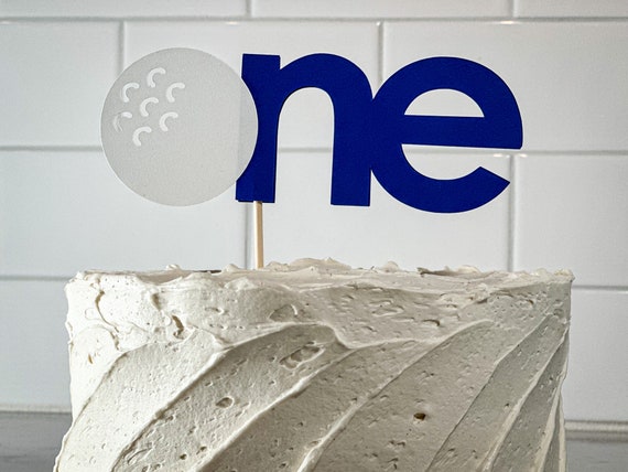 Royal Blue Golf First Birthday One Cake Topper