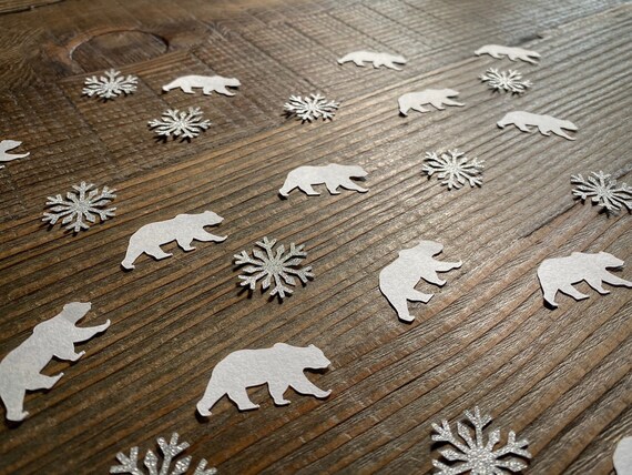 Polar Bear and Silver Winter Party Confetti