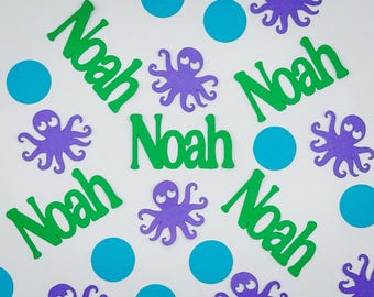 Personalized Octopus Confetti, Under the Sea Party Decor, Ocean Birthday Decorations