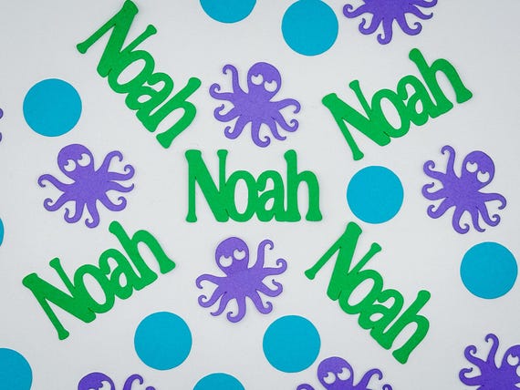 Personalized Octopus Confetti, Under the Sea Party Decor, Ocean Birthday Decorations