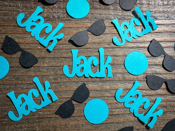 Personalized Cool Dude Birthday Party Confetti Black and Teal