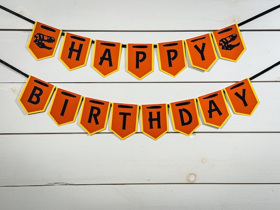 Dinosaur Happy Birthday Banner, Dino Party Decor, T-Rex Party