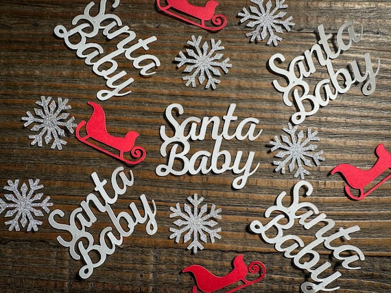 Santa Baby Confetti – 100-Piece Holiday Mix | Baby Shower, Gender Reveal, Pregnancy Announcement