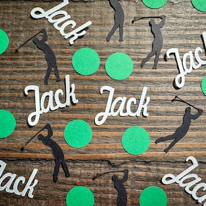 Confeti personalizado para fiesta de golf con golfista y círculos verdes / Confeti para fiesta de jubilación