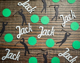 Personalized Golf Party Confetti with Golfer and Green Circles / Retirement Party Confetti