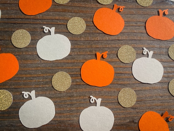 Orange and Cream  Pumpkin Confetti with Gold Circles