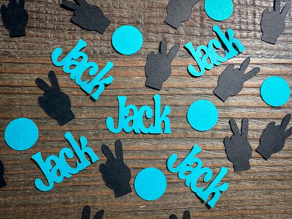 Personalized Two Cool Birthday Party Confetti Black and Teal
